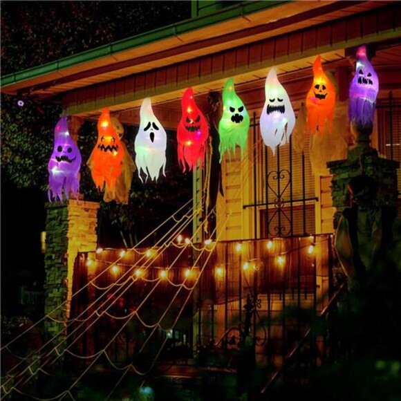 Halloween Hanging Ghost Light, Halloween Decorations Outdoor Ghost, Cute Ghost - Picture 7 of 8